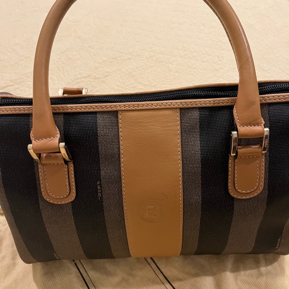 Vintage Fendi striped top handle handbag